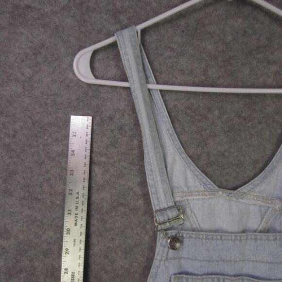 VINTAGE D'Mode Classix Bib Overalls Womens Medium Denim Floral Shortalls 90s - Picture 6 of 14